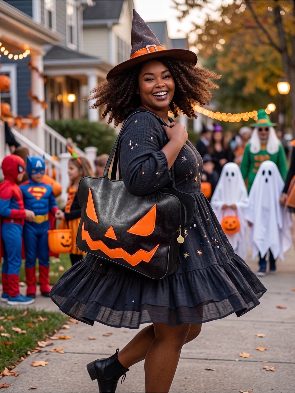 Black Jack-O’-Lantern Vegan Leather Halloween Tote Bag-NWT!!